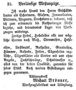Anzeige Michael Brönner (1866)