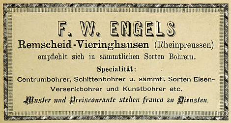 F. W. Engels, Anzeige 1883