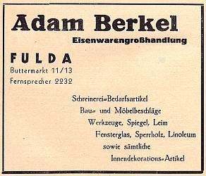 Anzeige Adam Berkel (1937)