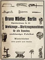 Bruno Mädler, Berlin, Anzeige 1909