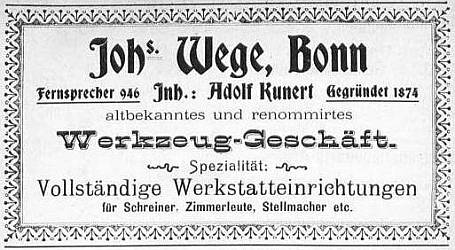 Anzeige Johannes Wege (1901)