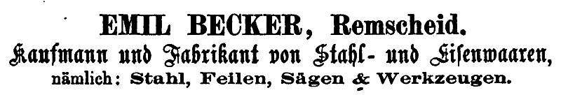 Anzeige Emil Becker 1873