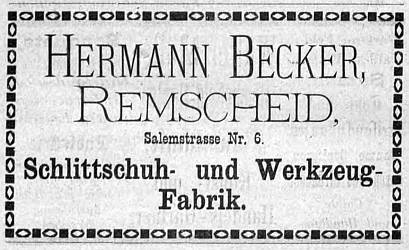 Anzeige Hermann Becker (1884)