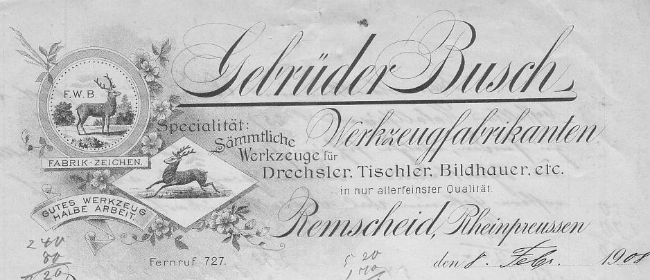 Briefkopf von 1908 mit Markenzeichen