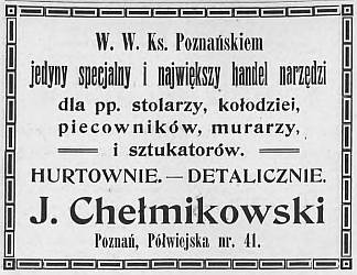 Anzeige J. Chełmikowski (1919)