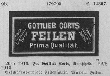 Markenanmeldung Gottlieb Corts 1913