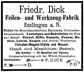 Anzeige Friedrich Dick (1891)