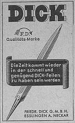 Anzeige Friedrich Dick (1942)