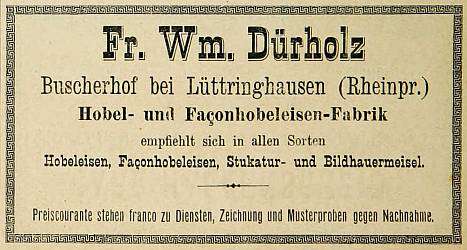 F. W. Dürholz, Anzeige 1883