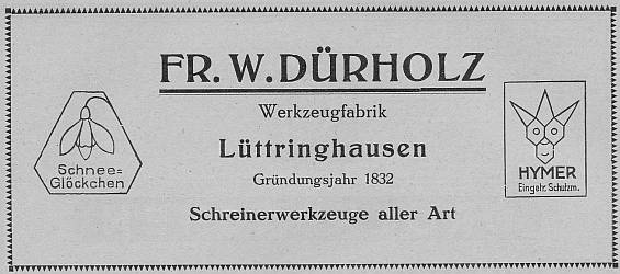 F. W. Dürholz, Anzeige 1924