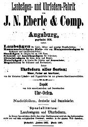 Anzeige J. N. Eberle 1873
