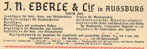 Anzeige J. N. Eberle 1900