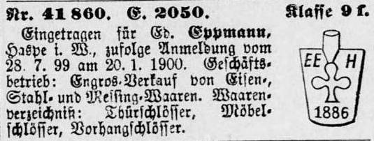 Markenanmeldung Eduard Eppmann 1900