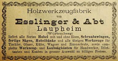 Anzeige Esslinger & Abt, 1883