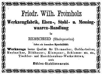 Anzeige F. W. Fromholz (1873)