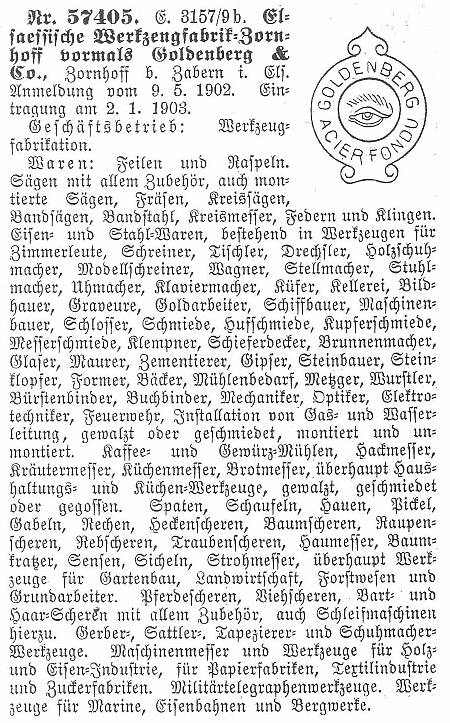 Goldenberg Warenzeichen 1875