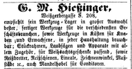 G. M. Hiessinger, Annonce 1866, Fränkischer Kurier