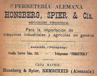 Anzeige Honsberg & Spier (1907)