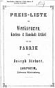 Preis-Liste, Joseph Steiner, 1862