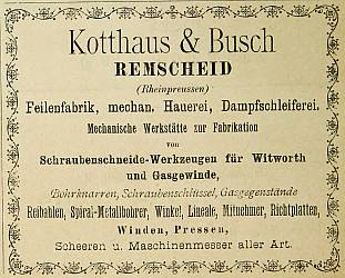 Kotthaus & Busch, Anzeige 1883
