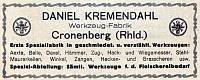 Daniel Kremendahl, Cronenberg, Anzeige 1928