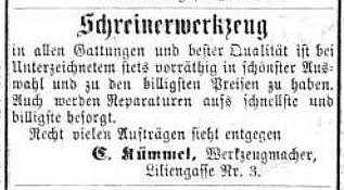 Anzeige C. Kümmel, Fürther Tagblatt, 1867
