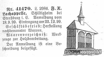 Markenanmeldung Lachappelle 1899
