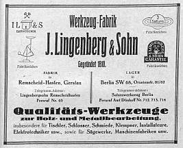 J. Lingenberg & Sohn, Wuppertal-Elberfeld, Anzeige 1929