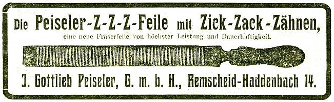 Anzeige, J. Gottlieb Peiseler, Remscheid, 1912