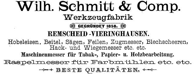 Wilhelm Schmitt, Anzeige 1888