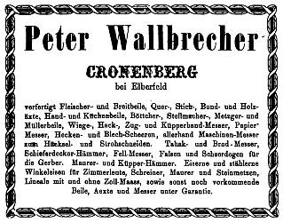 Anzeige Peter Wallbrecher (1873)