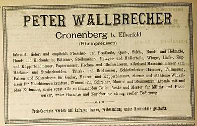 Anzeige Peter Wallbrecher (1883)