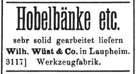 Anzeige Wüst 1878